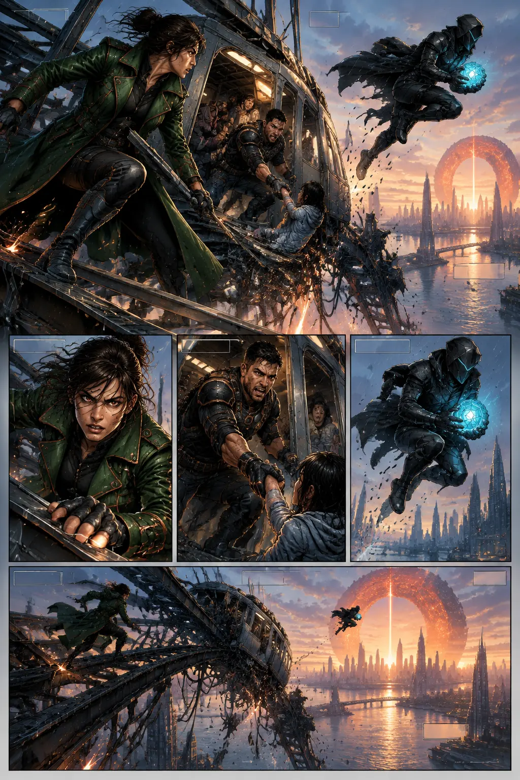 Mara and Elian rescue passengers as the second signal burns over Lumen City
